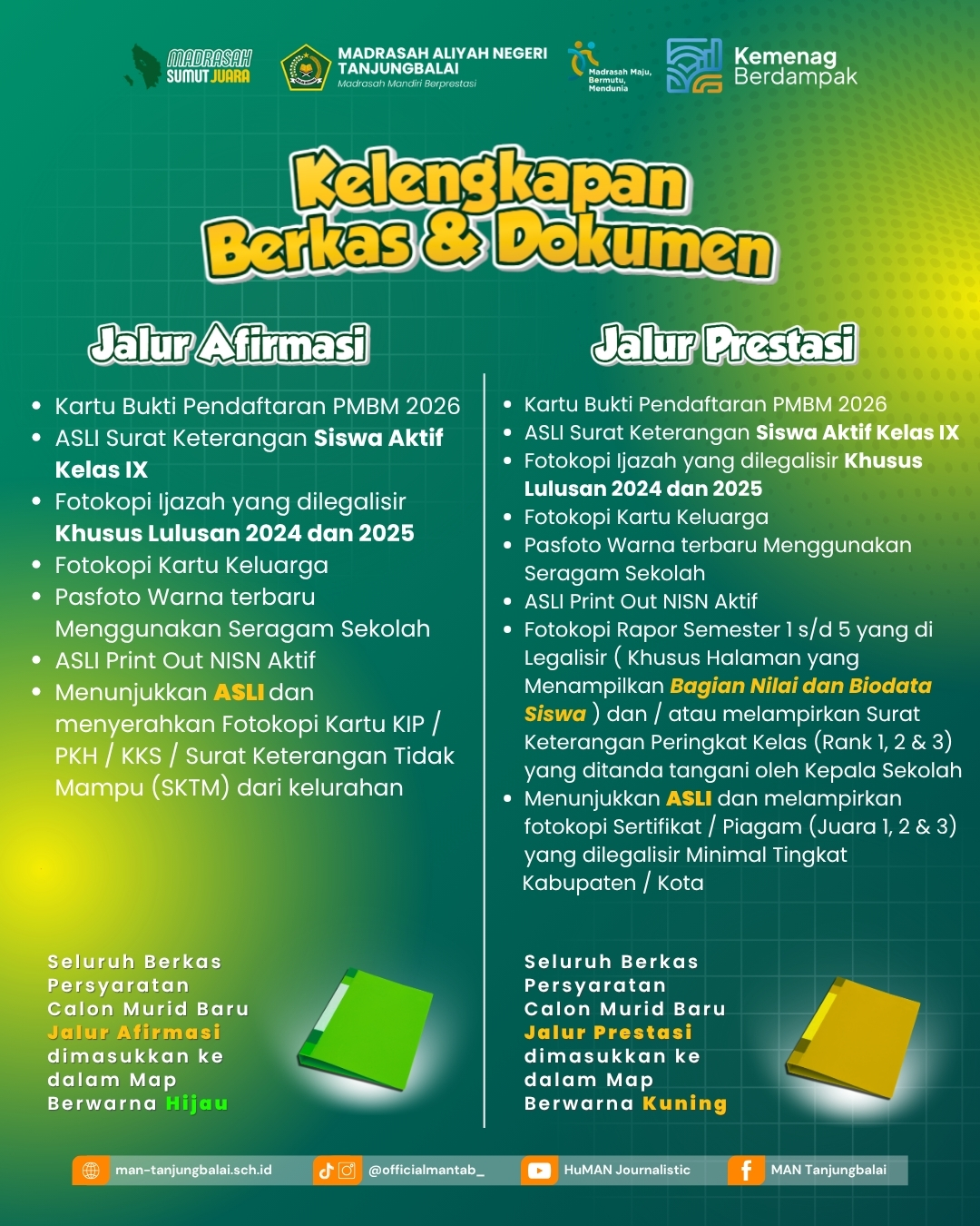 Informasi Verifikasi Berkas & Tes BTQ - Jalur Afirmasi & Jalur Prestasi - 2